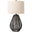 Body: Black; Shade (Outside): Beige; Shade (Inside): White; Finial: Black; Harp: Metallic - Nickel; Cord: Black