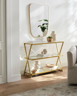 Modern Aliya Console Table with sleek metal legs and wood top