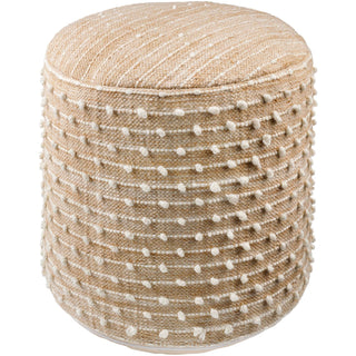 Handcrafted Imani Pouf in natural jute and cotton, perfect for adding texture and style to any living space