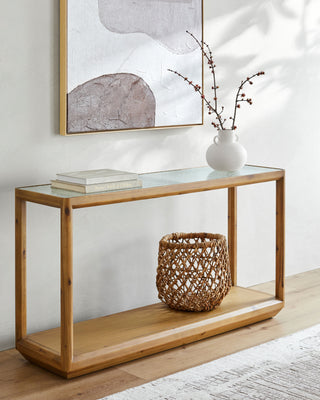  Rustic Northbank Console Table with natural wood finish and simple, elegant design for farmhouse or traditional decor